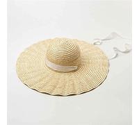 Natural Large Wide Brim Wavy Ruffles Hats Raffia Straw Hat Women Summer Beach Hats