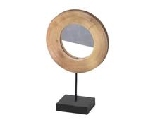 NATURAL LIVING Espejo DE Madera Soporte DE Metal Negro, Modelo PEQUEÑO