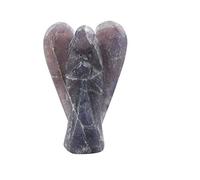 Natural Lolite Stone Reiki Carved Spiritual Gemstone Guardian Pocket Angel Statue Ornament Decoration " 2 inches approx -