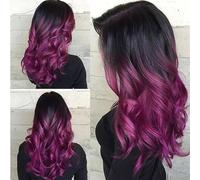 Natural Looking & Comfortable | Long Lasting Quali Peluca for disfraz de fiesta Halloween sintético resistente al calor negro a morado Ombre mujeres pelo largo ondulado transform Your Look with High-Q