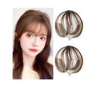 Natural Looking Hair Bangs Clip-In Fringe for Wome Clip en flequillo de aire 3D, flequillo de cabello de aspecto Natural for mujeres y niñas, extensiones de cabello con flecos y Clip de dos piezas, pe