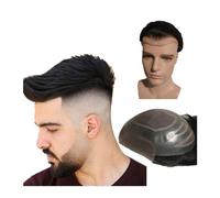 Natural Looking Hairpiece for Men, 100% peluquín de cabello humano for hombres, prótesis de cabello, frente de encaje suizo for hombres con sistema de reemplazo de cabello alrededor de PU, Invisible