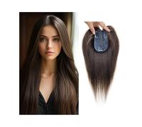 Natural Looking Hairpiece for Women, Adorno de cabello humano for mujer con cabello adelgazado, 7 × 10 cm, base de seda de piel invisible, adornos for el cabello con flequillo, pieza de cabello Remy l