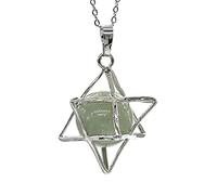 Natural Merkaba Star Colgante Curación Cristal Cuarzo Opalite Opal Lucky Redondo Beads Reiki Stone Medallet Joyería Colgante-Aventurina verde_PORCELANA
