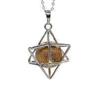 Natural Merkaba Star Colgante Curación Cristal Cuarzo Opalite Opal Lucky Redondo Beads Reiki Stone Medallet Joyería Colgante-Piedra_PORCELANA