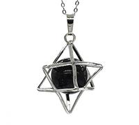Natural Merkaba Star Colgante Curación Cristal Cuarzo Opalite Opal Lucky Redondo Beads Reiki Stone Medallet Joyería Colgante-Piedra de arena azul_PORCELANA