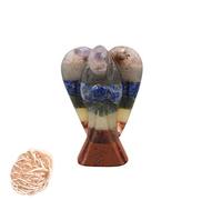 Natural Multi Seven Chakra Stone Reiki Tallado Gemstone Espiritual Guardián Pocket Angel Curación Estatua Con Rose Desert Selenite Crystal Therapy "2 pulgadas aprox - Blessfull Healing