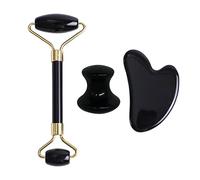 Natural Obsidian Guasha Gouache Jade Roller Massager Masaje Piedra Cuidado de la Piel Set de Herramientas, Tipo 2