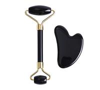 Natural Obsidiana Guasha Gouache Jade Roller Masajeador Piedra Cuidado de la Piel Set de Herramientas, Tipo 12