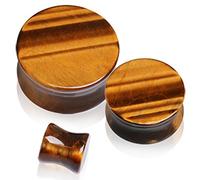 Natural Ojo de Tigre semipreciosas piedra sillín tapones - se vende como un par - varias tamaños disponibles