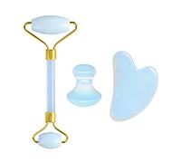 Natural Opal Jade Roller Gouache Gua Sha Juego de herramientas de masaje Roller Massager Guasha Board Jade Massager,Set completo