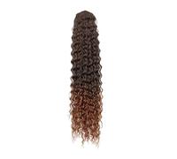 Natural Peluca de extensión de cola de caballo rizada con clip sintético y cordón ajustable, postizo de cola de caballo larga Aspecto perfecto(1BT30_24INCHES)