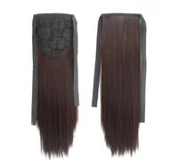 Natural Peluca larga y recta con cola de caballo, extensión de cabello, postizo, mate, realista, sin costuras, for mujer Aspecto perfecto(DARK BROWN_60CM)