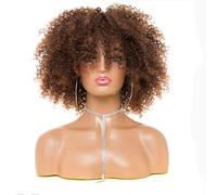 Natural Peluca Peluca de cabeza explosiva, peluca europea y americana, peluca sintética de pelo corto y rizado para mujer, pelucas rectas, pelucas de fibra resistente Pelucas Mujer