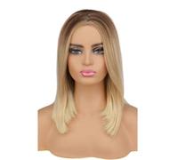 Natural Peluca Pelucas cortas marrones, peluca corta recta con corte Bob, cabello humano sin pegamento, pelucas de pelo sintético Rubio para mujeres blancas y negras Pelucas Mujer