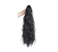 Natural Peluca sintética de cola de caballo alta, trenza ondulada, con clip, simulación de cabello que aumenta el volumen. Aspecto perfecto(Natural Black)