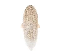 Natural Peluca sintética de cola de caballo con cordón ajustable y pelo largo y rizado degradado for mujer, resistente al calor Aspecto perfecto(15T60)
