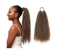 Natural Peluca sintética de pelo largo y rizado con cabeza explosiva y cola de caballo con bigotes de maíz for mujer Look deslumbrante(#6)