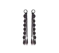 Natural Peluca sintética for mujer, estilo cola de caballo trenzada con goma elástica. Aspecto perfecto(Brown Black)