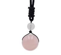 Natural Purple Amethysts Pink Crystal Stone Beads Ball Charm Pendant Necklace,Pink Crystal