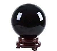 Natural Quartz Crystal Sphere Ball Obsidian Crystals Decoraciones del hogar de la Bola de Cristal Negro Adoraciones de meditación, 3.1 "(8 cm)