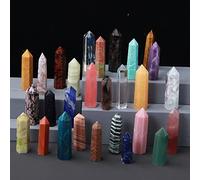 Natural Quartz Point Rose Quartz Wand Stone Amethyst Hexagonal Prism Energy Ore Pyramid Home Decoration,Yellow Aventurine,5-6cm