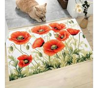 Natural Refrescante Felpudo Antideslizante - 50 x 80 cmCampos Amapolas Rojas Trampa de Tierra Felpudo Exterior e Interior para una Entrada Limpia - Fácil de Cuidar - Ver Claro