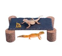 Natural Reptile Climbing Stone - Reptile Bask With Cork Stake For Bearded Dragon, Gecko, Snake, Turtle, Tortoise Terrarium Habitat Basking For Heat And Humidity Control In Glass Aquarium Tank