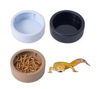 Natural Rock Water Bowl, Stable Reptile Feeding Dish, 3 Piece Feeder Cups with Smooth Interior, Resin Texture Reptile Dish, Worm Cup with Stone Style Design, Terrarium Accessory for Gecko Lizard Habit