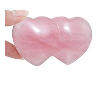 Natural Rose Cuarzo tallado Doble corazón amor Palm Pied Pied Healing Reiki Equilibrio 2.7 ''