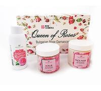 Natural Rose Damscene BOX - 3 productos naturales para el cuidado de la piel - Máscara, facial exfoliante, agua de rosas tónica