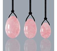 Natural Rose Quartz Muscle Yoni Eggs Set Kegel Exerciser, 3PCS Egg