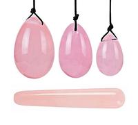 Natural Rose Quartz Yoni Egg Women Kegel Exerciser Jade Eggs, Whole Set