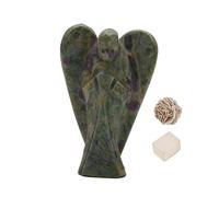 Natural Ruby Zoisite Dark Reiki Tallado Espiritual Guardian Pocket Angel Healing | Terapia de cristales | Selenita del desierto de rosas | Cubo de selenita "2 pulgadas aprox. - Blessfull Healing