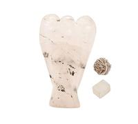 Natural Rutilo Negro Reiki Tallado Espiritual Guardián Ángel de Bolsillo Curación | Terapia de cristales | Selenita del desierto de rosas | Cubo de selenita "2 pulgadas aprox. - Blessfull Healing