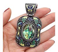 Natural Semi-precious Antique Silver-Color Pendant Lapis Lazuli Crystal for Jewelry Making Vintage Necklace Earrings for Women-Abalone