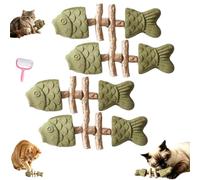Natural Silvervine Cat Chew Toy Fish Bone,Chew Stick，4Catnip Flavor
