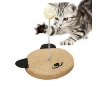 Natural Sisal Cat Scratch Pad, Interactive Cat Head Shape Stick, Home Furniture Protector, Mental & Physical Ejercise Toy, Built-in Bell, Durable Material, Interior Kitten Use. 8,66 x 6,89 pulgadas