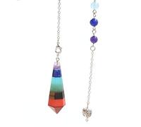 Natural Stone 7 Chakra Pendant Natural Dowsing Pendulum Necklaces Rainbow Layered Spiritual Amulet-A-5