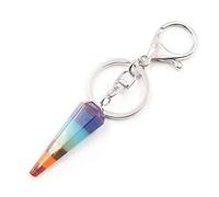 Natural Stone 7 Chakra Pendant Natural Dowsing Pendulum Necklaces Rainbow Layered Spiritual Amulet-B-2