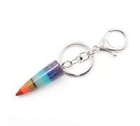 Natural Stone 7 Chakra Pendant Natural Dowsing Pendulum Necklaces Rainbow Layered Spiritual Amulet-B-1