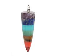 Natural Stone 7 Chakra Pendant Natural Dowsing Pendulum Necklaces Rainbow Layered Spiritual Amulet-E-3 No chain