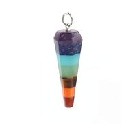 Natural Stone 7 Chakra Pendant Natural Dowsing Pendulum Necklaces Rainbow Layered Spiritual Amulet-E-4 No chain