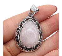 Natural Stone Agates Pendants Lapis lazuli Antique Silver Color Red Crystal for Pendant Necklace Jewelry Making Supplies-Rose_Quartz