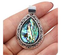 Natural Stone Agates Pendants Lapis lazuli Antique Silver Color Red Crystal for Pendant Necklace Jewelry Making Supplies-Abalone