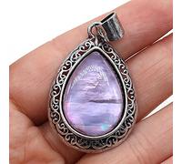 Natural Stone Agates Pendants Lapis lazuli Antique Silver Color Red Crystal for Pendant Necklace Jewelry Making Supplies-Purple_shell