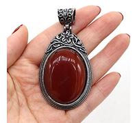 Natural Stone Antique Silver-Color Malachites Opal Red Agated Pendant Crystal for Pendant Necklace DIY Jewelry Making Supplies-Red_Agate