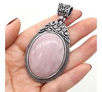 Natural Stone Antique Silver-Color Malachites Opal Red Agated Pendant Crystal for Pendant Necklace DIY Jewelry Making Supplies-Rose_Quartz