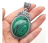 Natural Stone Antique Silver-Color Malachites Opal Red Agated Pendant Crystal for Pendant Necklace DIY Jewelry Making Supplies-Malachite