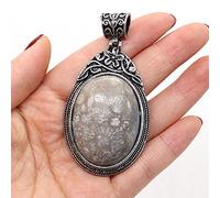 Natural Stone Antique Silver-Color Malachites Opal Red Agated Pendant Crystal for Pendant Necklace DIY Jewelry Making Supplies-Coral_Jade